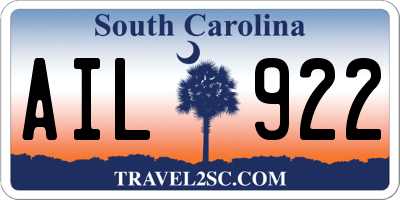 SC license plate AIL922