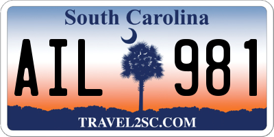 SC license plate AIL981