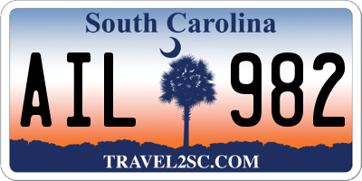 SC license plate AIL982