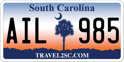 SC license plate AIL985