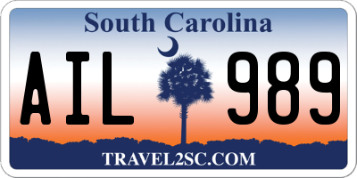 SC license plate AIL989