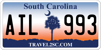 SC license plate AIL993