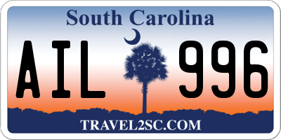 SC license plate AIL996