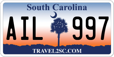SC license plate AIL997