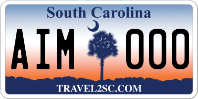 SC license plate AIM000