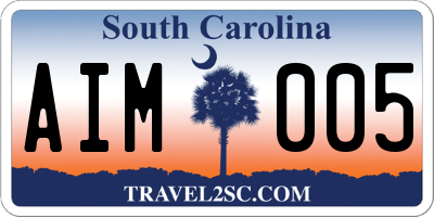 SC license plate AIM005