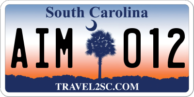 SC license plate AIM012