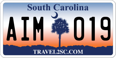 SC license plate AIM019