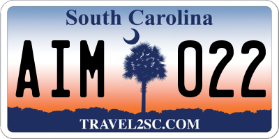 SC license plate AIM022