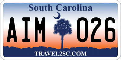 SC license plate AIM026