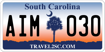 SC license plate AIM030