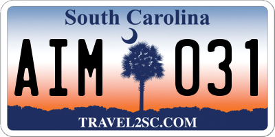 SC license plate AIM031