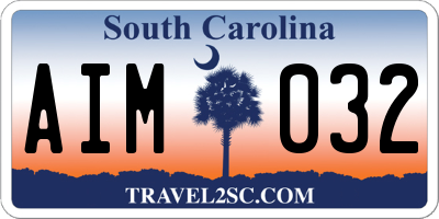 SC license plate AIM032