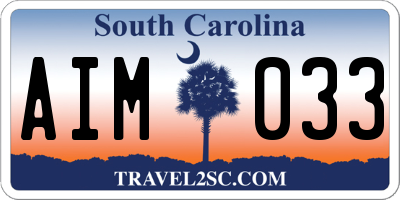 SC license plate AIM033
