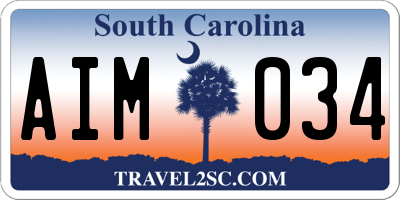 SC license plate AIM034