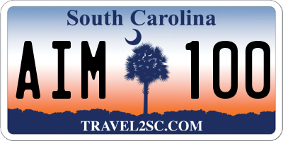 SC license plate AIM100