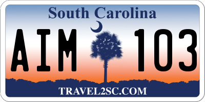 SC license plate AIM103