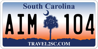 SC license plate AIM104