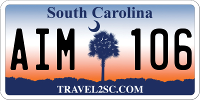 SC license plate AIM106