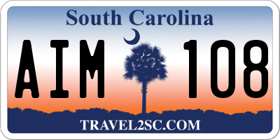 SC license plate AIM108