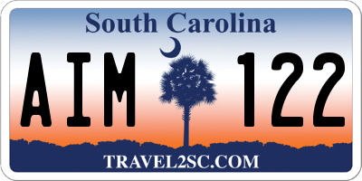 SC license plate AIM122