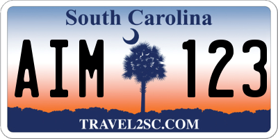 SC license plate AIM123