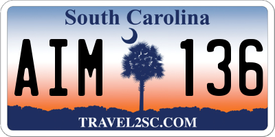 SC license plate AIM136