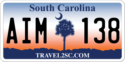 SC license plate AIM138