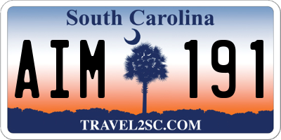 SC license plate AIM191