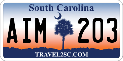 SC license plate AIM203