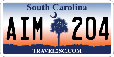 SC license plate AIM204