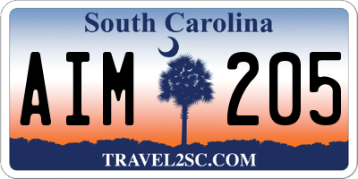SC license plate AIM205