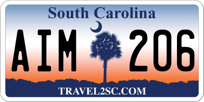 SC license plate AIM206