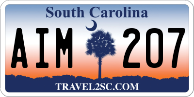 SC license plate AIM207