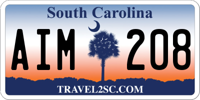 SC license plate AIM208