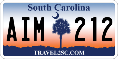 SC license plate AIM212
