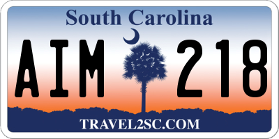 SC license plate AIM218