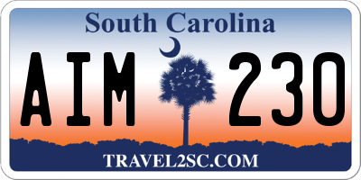 SC license plate AIM230