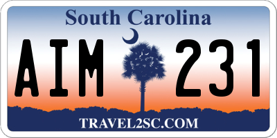 SC license plate AIM231