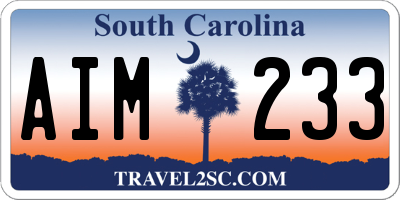 SC license plate AIM233