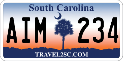 SC license plate AIM234