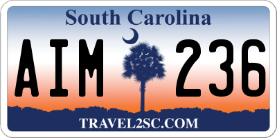 SC license plate AIM236