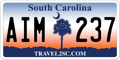 SC license plate AIM237
