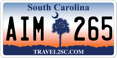 SC license plate AIM265