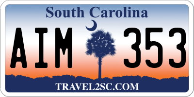 SC license plate AIM353