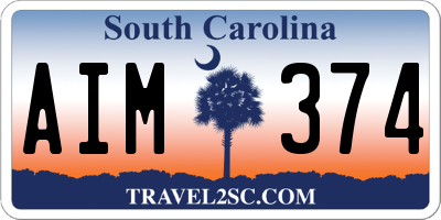 SC license plate AIM374
