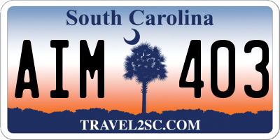 SC license plate AIM403