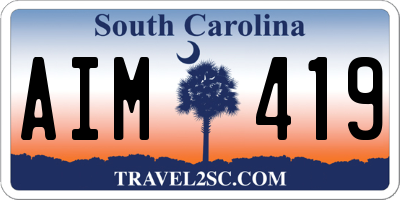 SC license plate AIM419