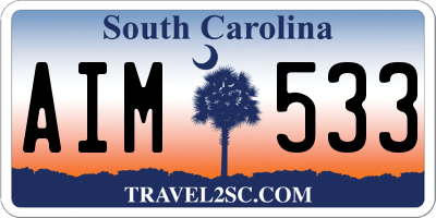 SC license plate AIM533