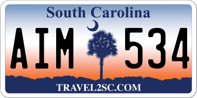 SC license plate AIM534